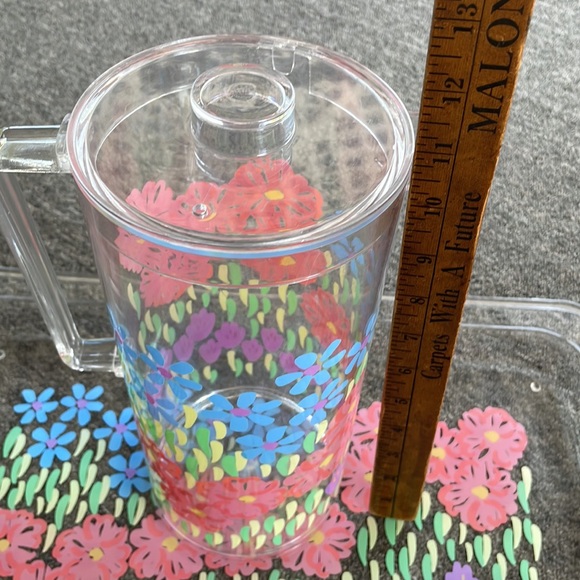 Dayton Hudson 1990 Tray and Pitcher Acrylic Flowers Vintage - Picture 12 of 13